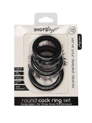 Round Cock Ring Set - Black - image 2