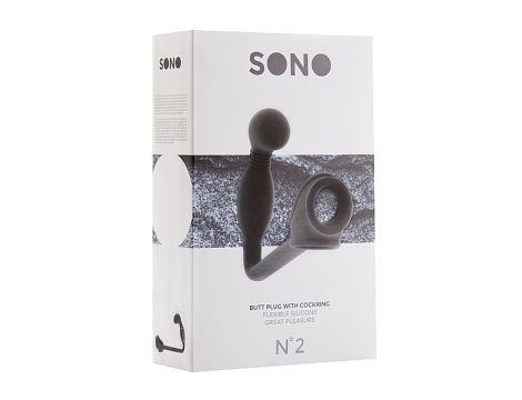 No.2 - Butt Plug with Cockring - Black - 2