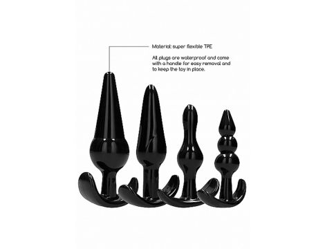 NO. 80 - 4-Piece Butt Plug Set - Black - 18