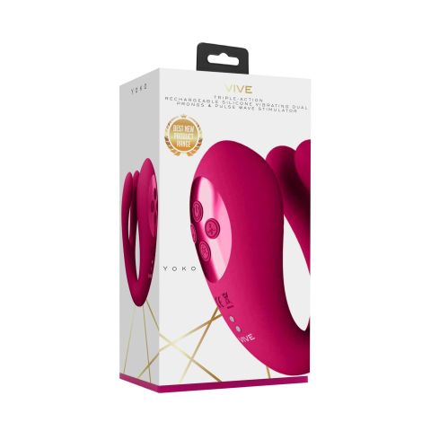 Yoko - Triple Action Vibrator Dual Prongs with Clitoral Pulse Wave - 2