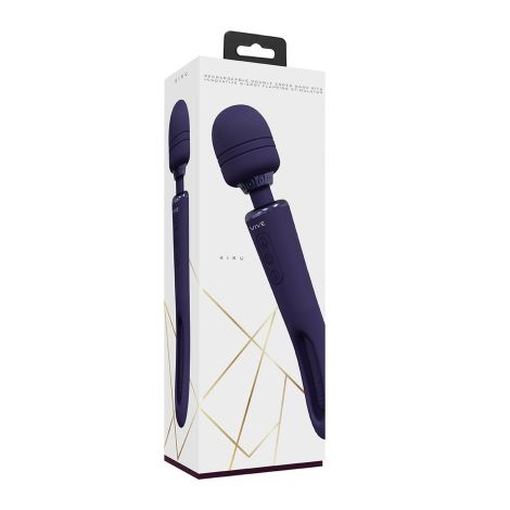 VIVE - Kiku - Rechargeable Double Ended Wand with Innovative G-Spot Flapping Stimulator - Purple - 3