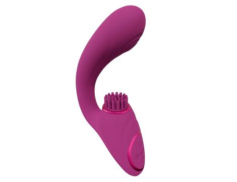 Gen - Rechargeable Triple Action G-Spot Vibrator with Pulse Wave  and Vibrating Bristles - Pink