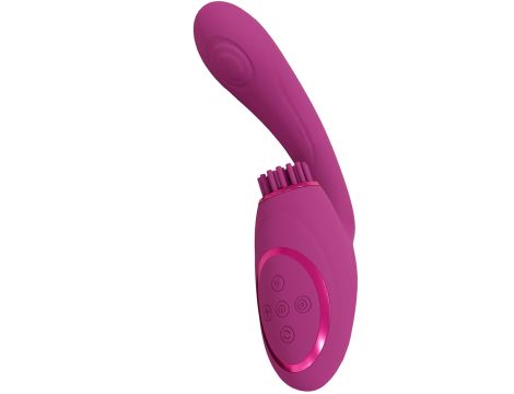 Gen - Rechargeable Triple Action G-Spot Vibrator with Pulse Wave  and Vibrating Bristles - Pink - 5