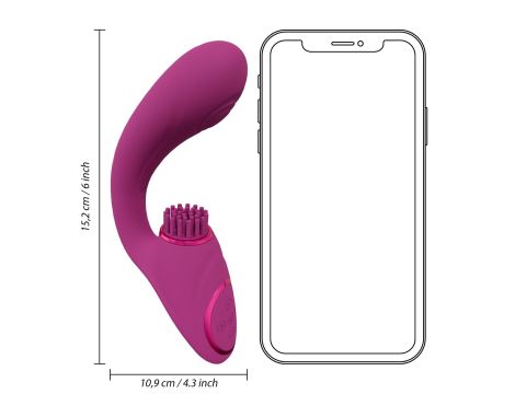 Gen - Rechargeable Triple Action G-Spot Vibrator with Pulse Wave  and Vibrating Bristles - Pink - 12