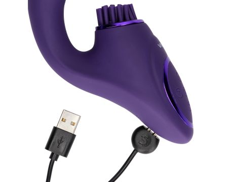 Gen - Rechargeable Triple Action G-Spot Vibrator with Pulse Wave  and Vibrating Bristles - Purple - 11