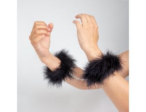 BLACK MARABOU HANDCUFFS - image 2