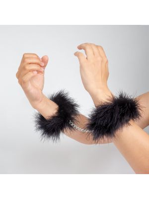 BLACK MARABOU HANDCUFFS - image 2