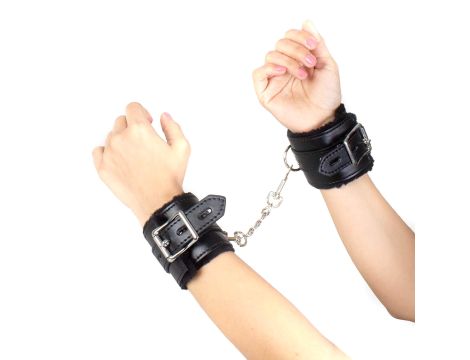 Kajdanki-Black Bondage Handcuffs BDSM - 5