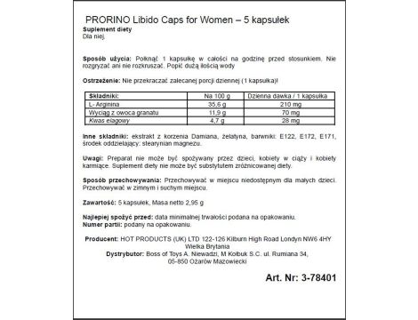 Supl.diety-PRORINO Women- 5pcs black line Libido Caps - 2