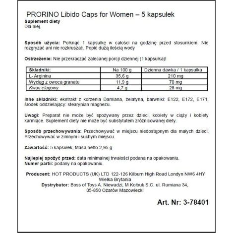 Supl.diety-PRORINO Women- 5pcs black line Libido Caps - 2