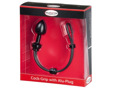 MALESATION Cock-Grip with Alu-Plug small, black - 3