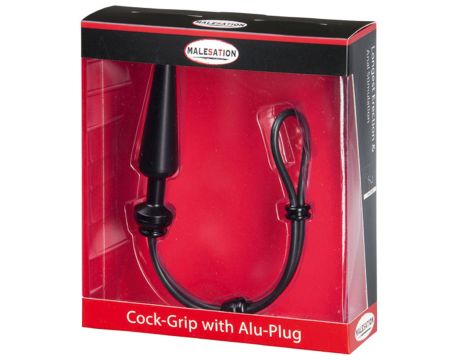 MALESATION Cock-Grip with Alu-Plug medium, black - 3