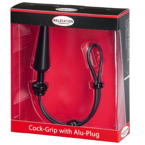 MALESATION Cock-Grip with Alu-Plug medium, black - 3