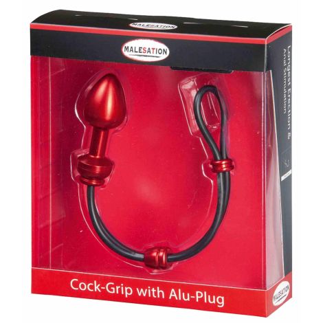 MALESATION Cock-Grip with Alu-Plug small, red - 3