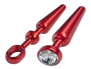 MALESATION Alu-Plug with handle & crystal medium, red - image 2