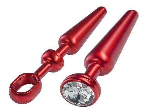 MALESATION Alu-Plug with handle & crystal medium, red - 2