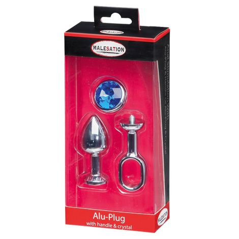 MALESATION Alu-Plug with handle & crystal small, chrome - 3