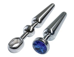 MALESATION Alu-Plug with handle & crystal medium, chrome - image 2