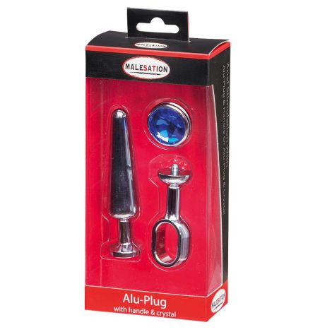 MALESATION Alu-Plug with handle & crystal medium, chrome - 3