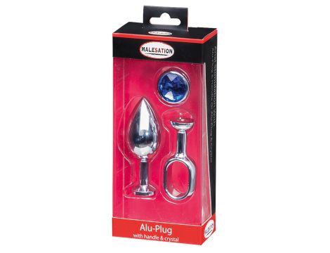 MALESATION Alu-Plug with handle & crystal large, chrome - 3