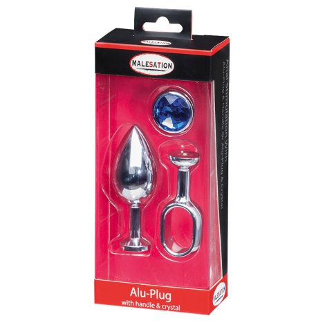 MALESATION Alu-Plug with handle & crystal large, chrome - 3