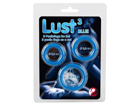 Lust 3 Cock Rings blue