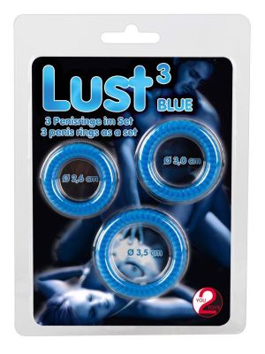 Lust 3 Cock Rings blue