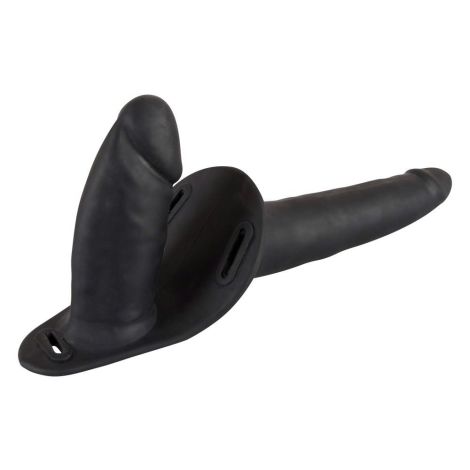 Double Strap On Black Silicone - 6