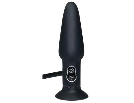 True Black Vibrating Butt Plug - 3