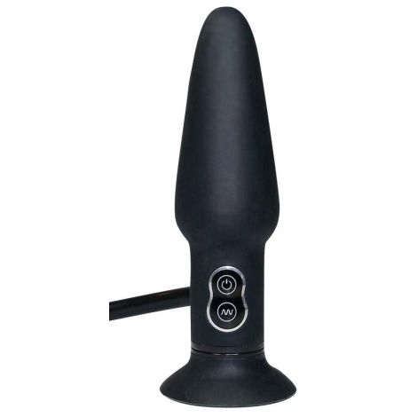 True Black Vibrating Butt Plug - 3