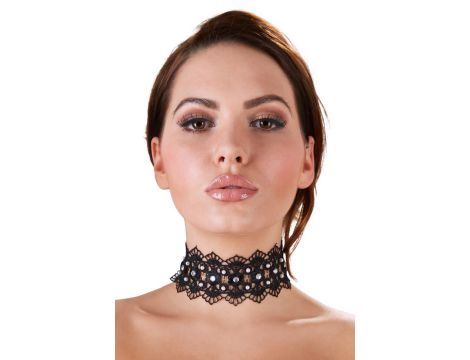 Embroidered Choker+Rhinestones - 3