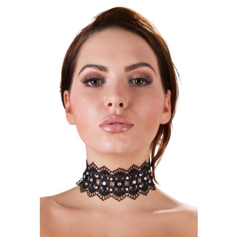 Embroidered Choker+Rhinestones - 3