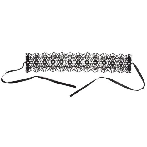 Embroidered Choker+Rhinestones - 6