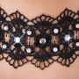 Embroidered Choker+Rhinestones - 8