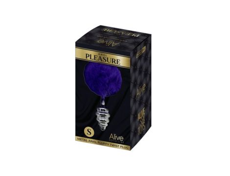 Plug-Metal Anal Fluffly Twist Plug S Dark Purple - 2