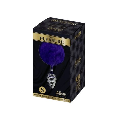 Plug-Metal Anal Fluffly Twist Plug S Dark Purple - 2