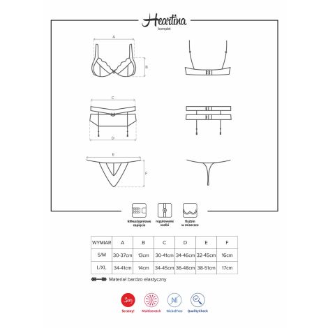 Bielizna-Heartina komplet 3-częściowy  S/M - 7