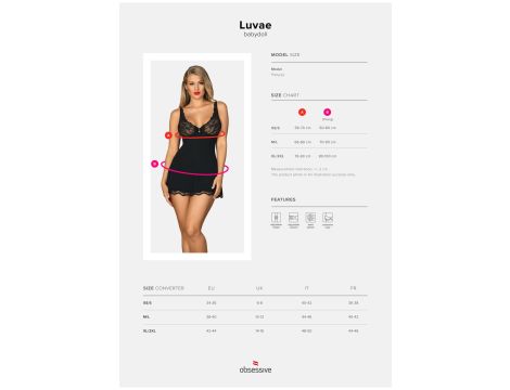 Bielizna-Luvae babydoll i stringi Czarny  XS/S - 7