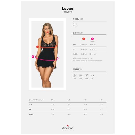 Bielizna-Luvae babydoll i stringi Czarny  XS/S - 7