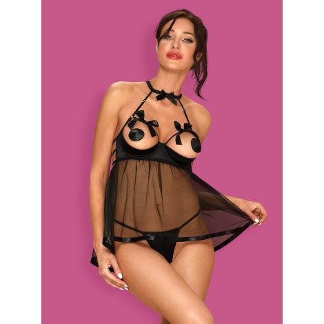 Bielizna-Delishya babydoll i stringi czarna  S/M - 3