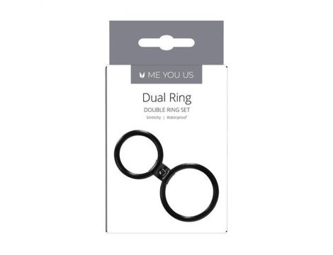 Pierścień- Me You Us Dual Ring Cock Ring Black - 2