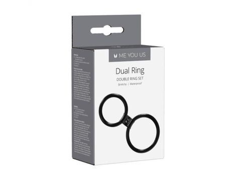 Pierścień- Me You Us Dual Ring Cock Ring Black - 3