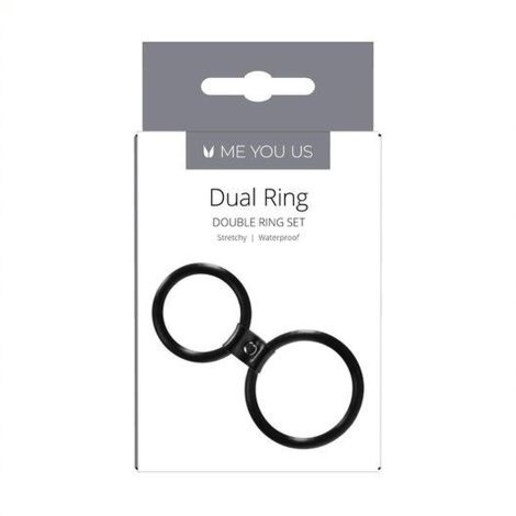 Pierścień- Me You Us Dual Ring Cock Ring Black - 2