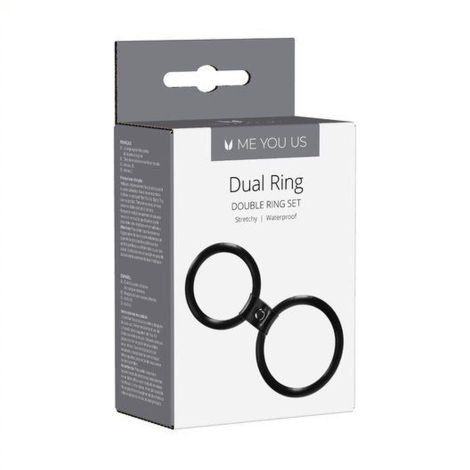 Pierścień- Me You Us Dual Ring Cock Ring Black - 3