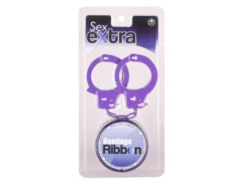 Kajdanki-Purple Sex Extra PVC Ribbon and Handcuffs - 2