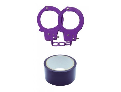 Kajdanki-Purple Sex Extra PVC Ribbon and Handcuffs - 3