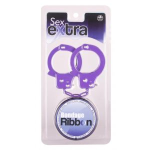 Kajdanki-Purple Sex Extra PVC Ribbon and Handcuffs - image 2