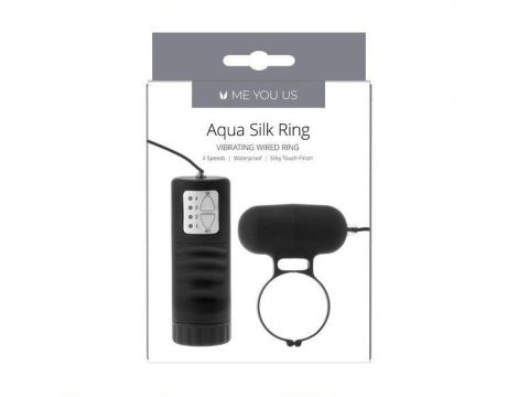 Pierścień- Me You Us Aqua Silks Cock Ring Black - 2