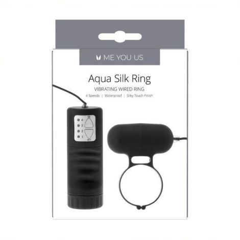 Pierścień- Me You Us Aqua Silks Cock Ring Black - 2