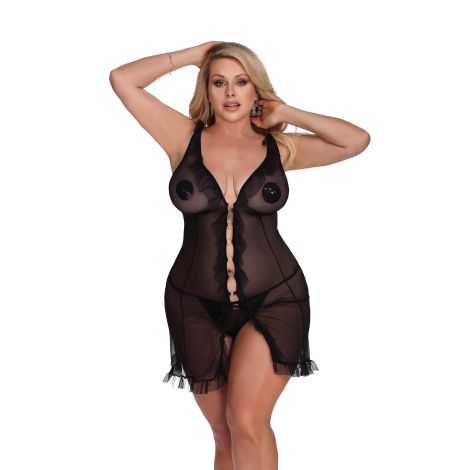 DIXIE black chemise XXL+ (czarna halka) - 2